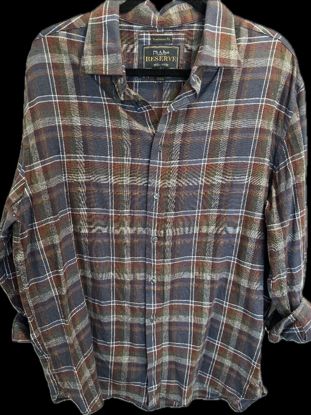 Jos A Bank Reserve Plaid Long Sleeve shirt